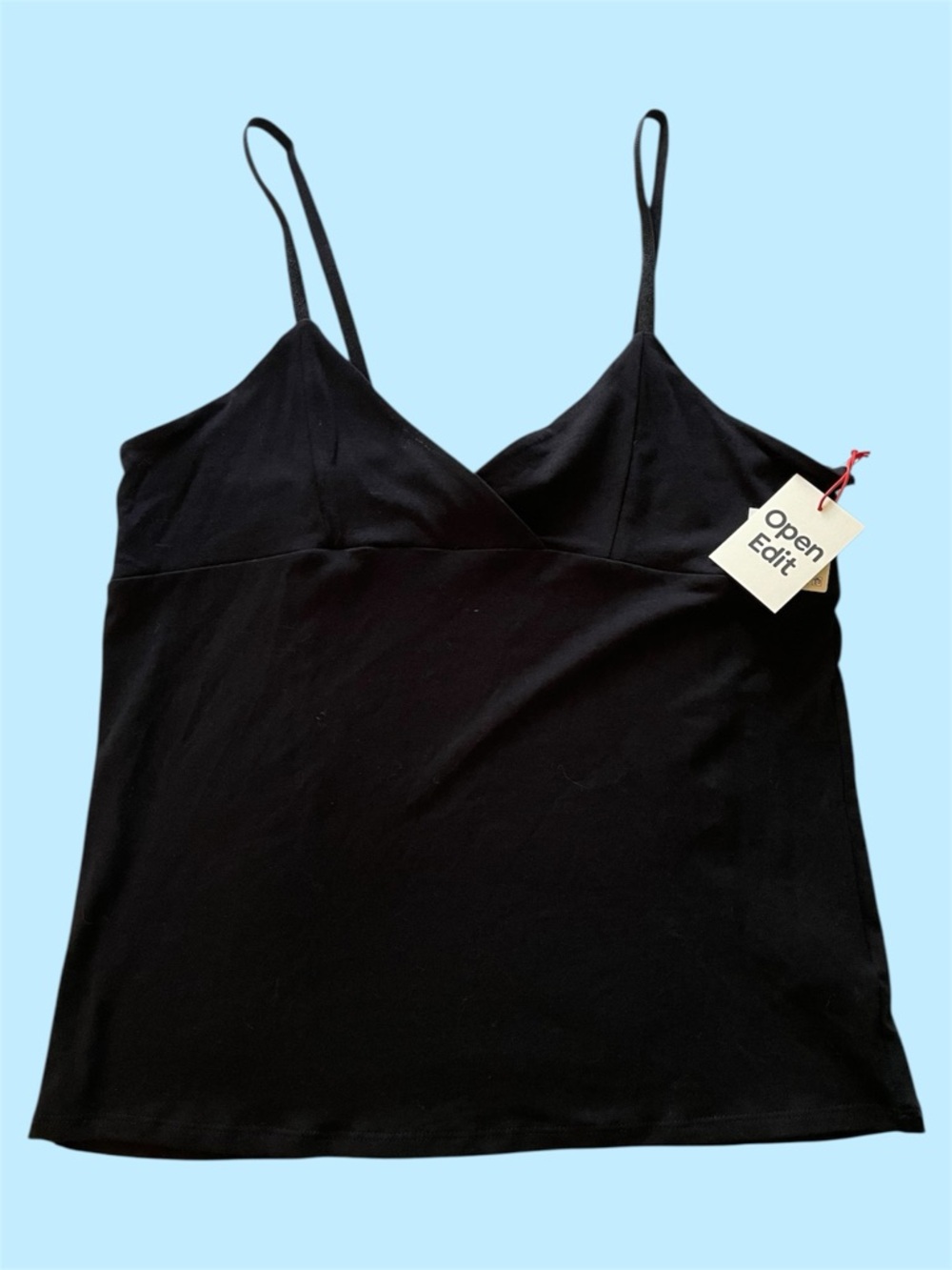 Open Edit black spaghetti‎ strap vneck tank